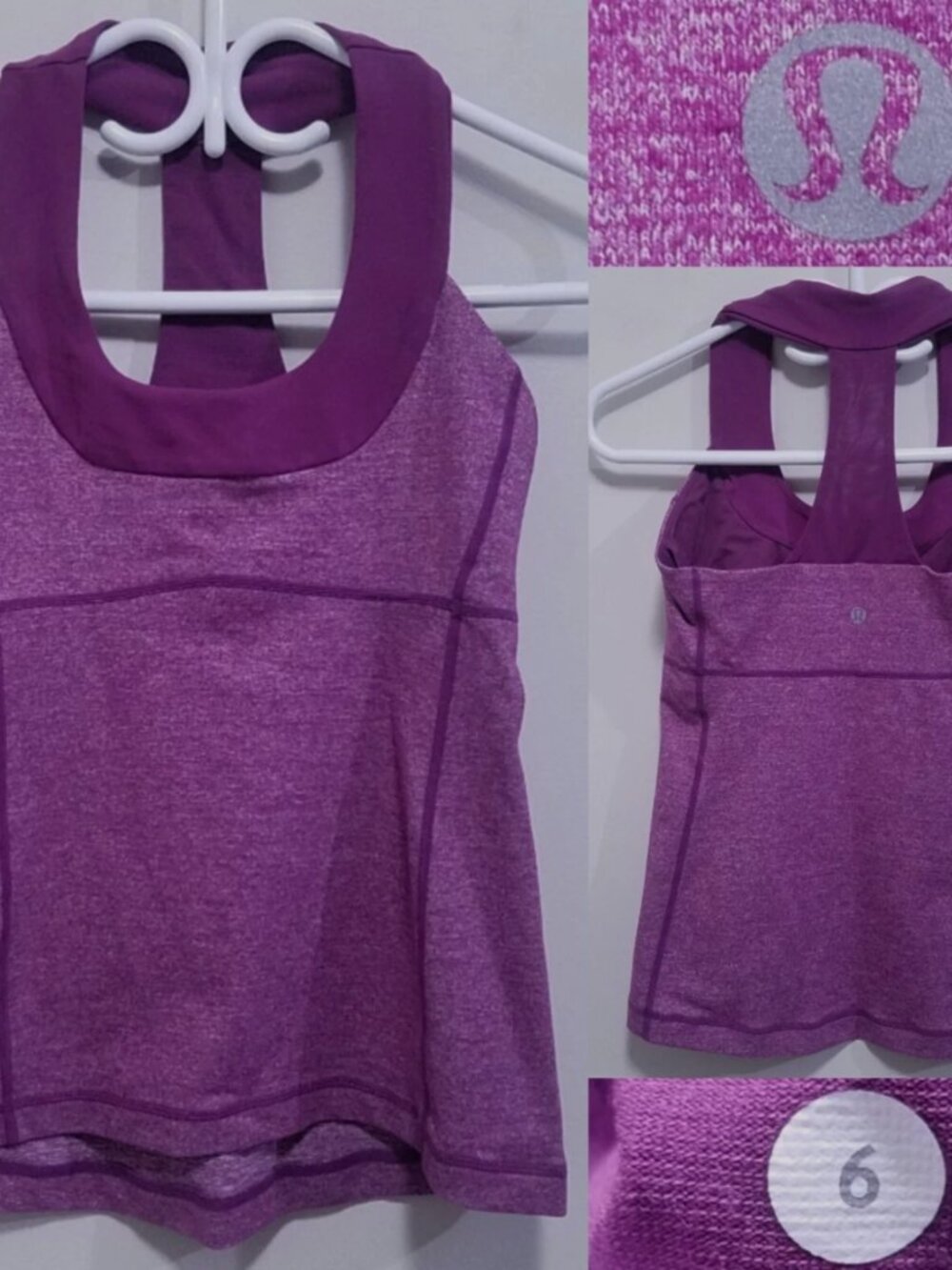 Lululemon Scoop Neck Tank Wee Stripe Purple Woman's Yoga Top 6 Small